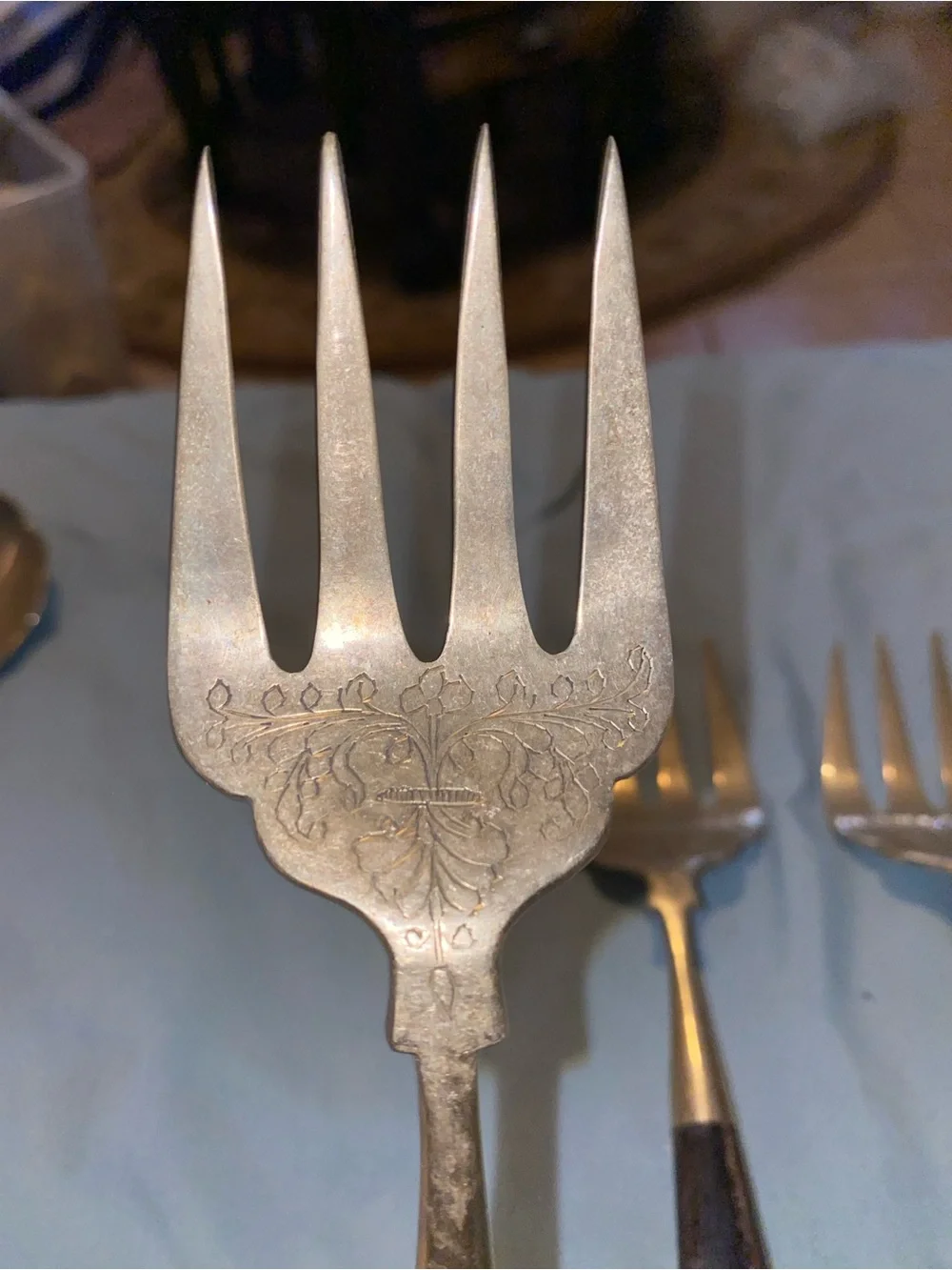 Rare Find Vintage Dark Wood Handle Seafood Forks - Set of 4